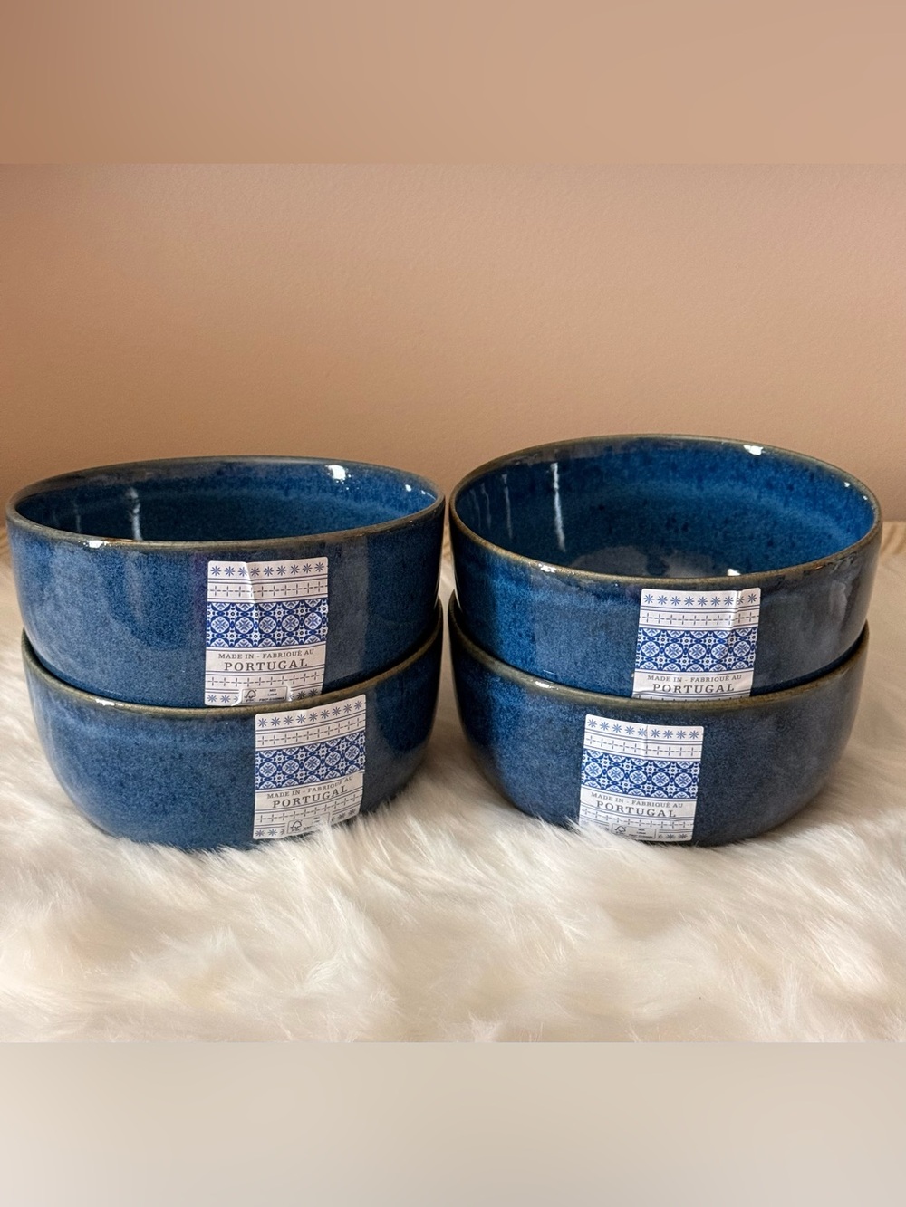 VILLA STONEWARE Portugal Blue 4 Soup Cereal Bowl Brand New